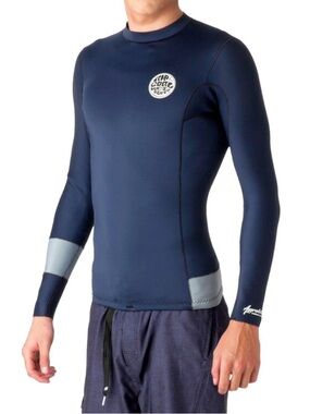 Rip Curl Navy & Light Gray Men’s Long Sleeve Rash Guard 1.5mm L/S Jacket